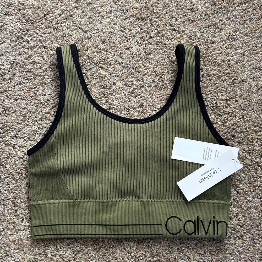 NEW Calvin Klein Khaki Sports Bra SIZE M